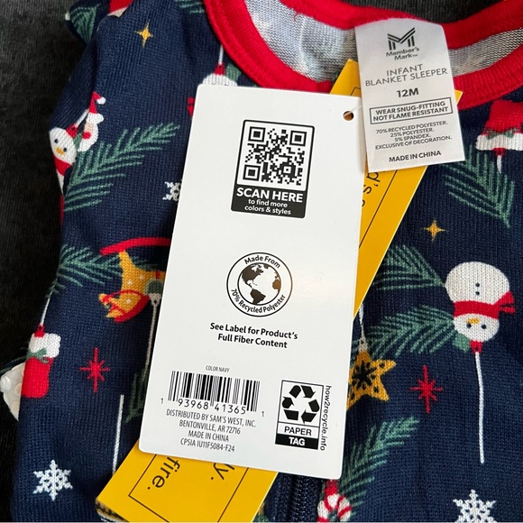 NWT Member's Mark Family Sleep Infant Sleeper Size 12 Months - Picture 5 of 5